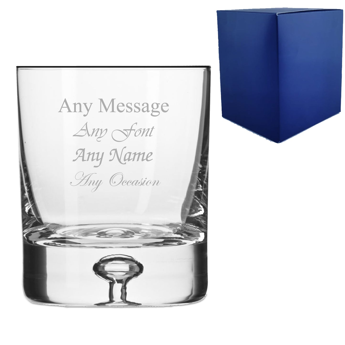 Engraved 280ml Handmade Bubble Base Whisky Tumbler With Gift Box