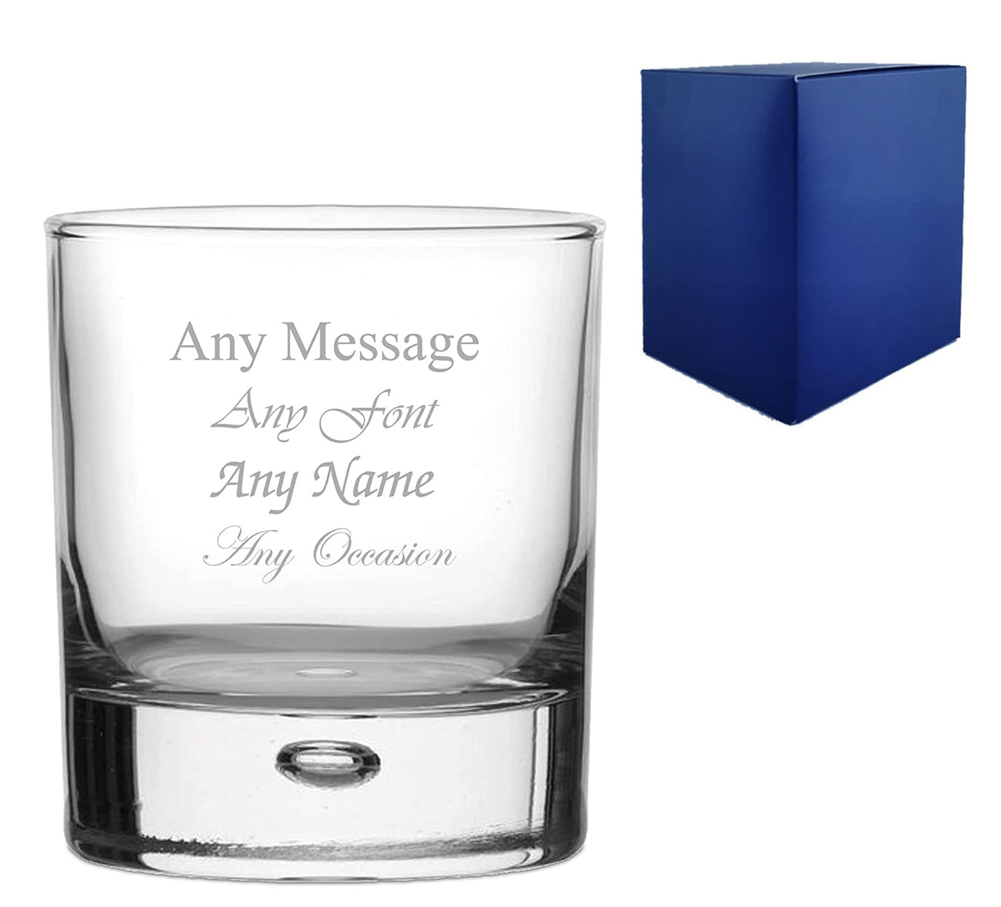 Personalised Engraved 330ml Bubble Base Whisky Tumbler Gift Box Wedding Birthday Christmas