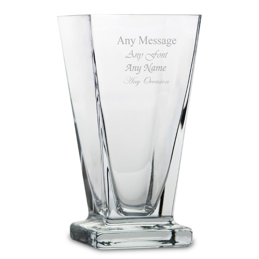 Engraved 22.5cm Handmade Tapered Footed Vase