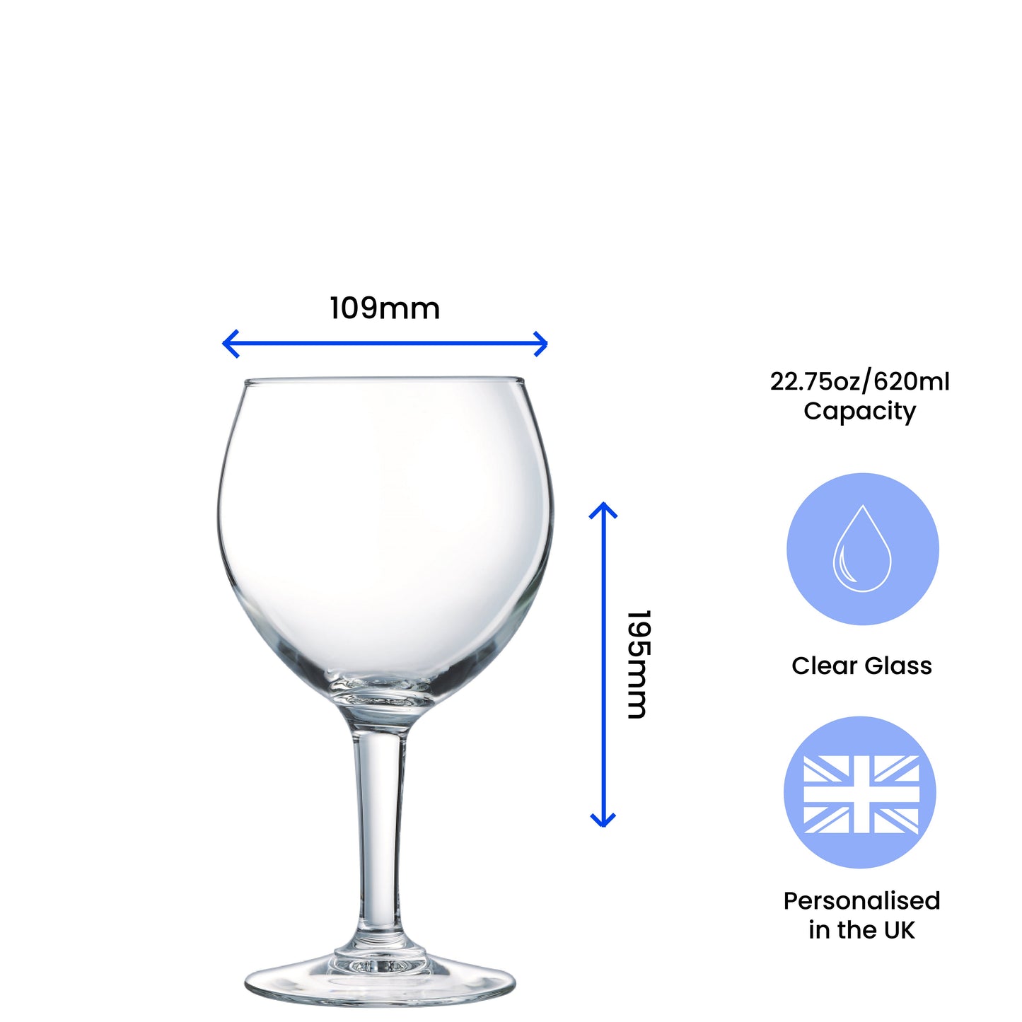 Engraved Party Gin Balloon Cocktail Glass, Personalise with Any Name or Message