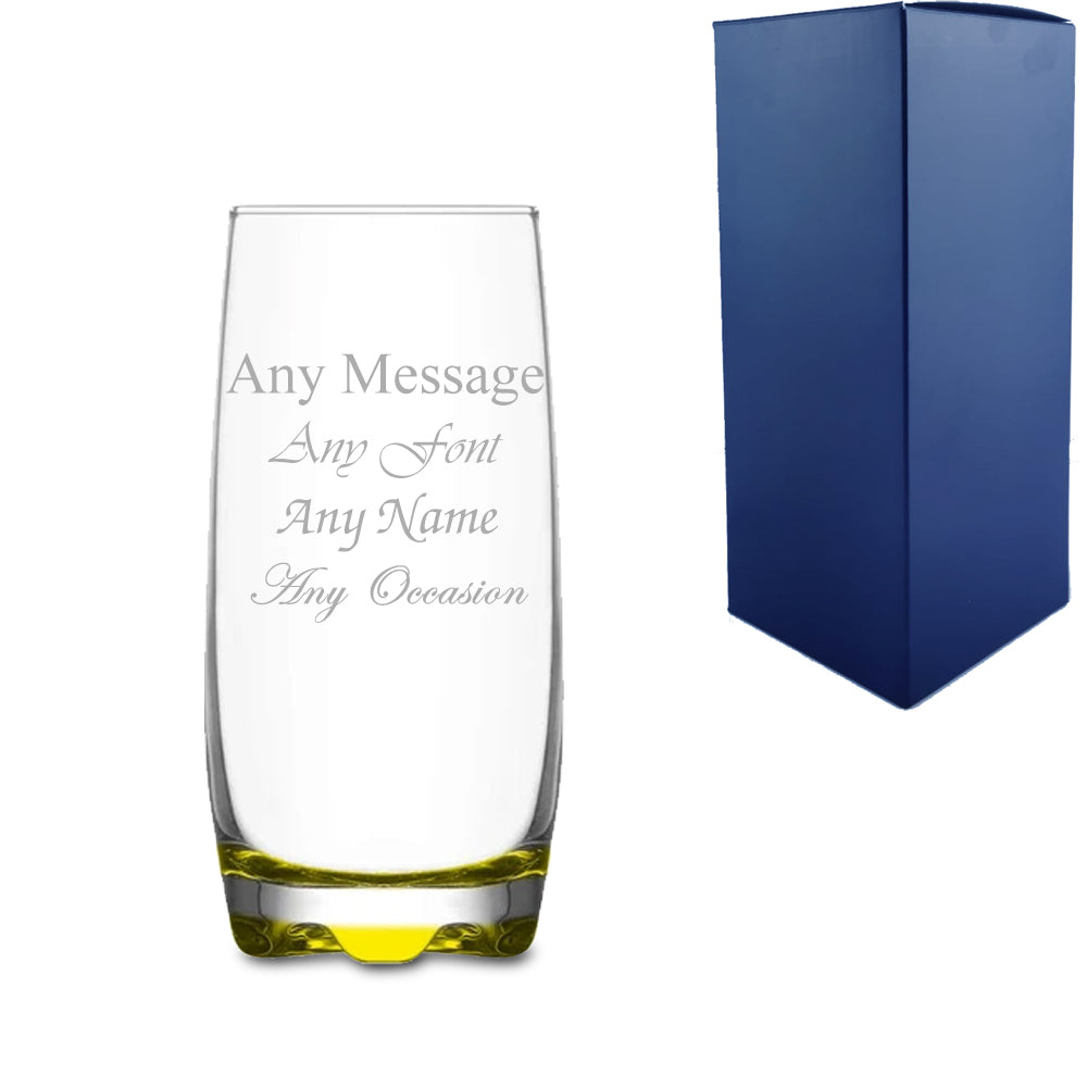 Engraved 390ml Yellow based Adora Hiball With Gift Box