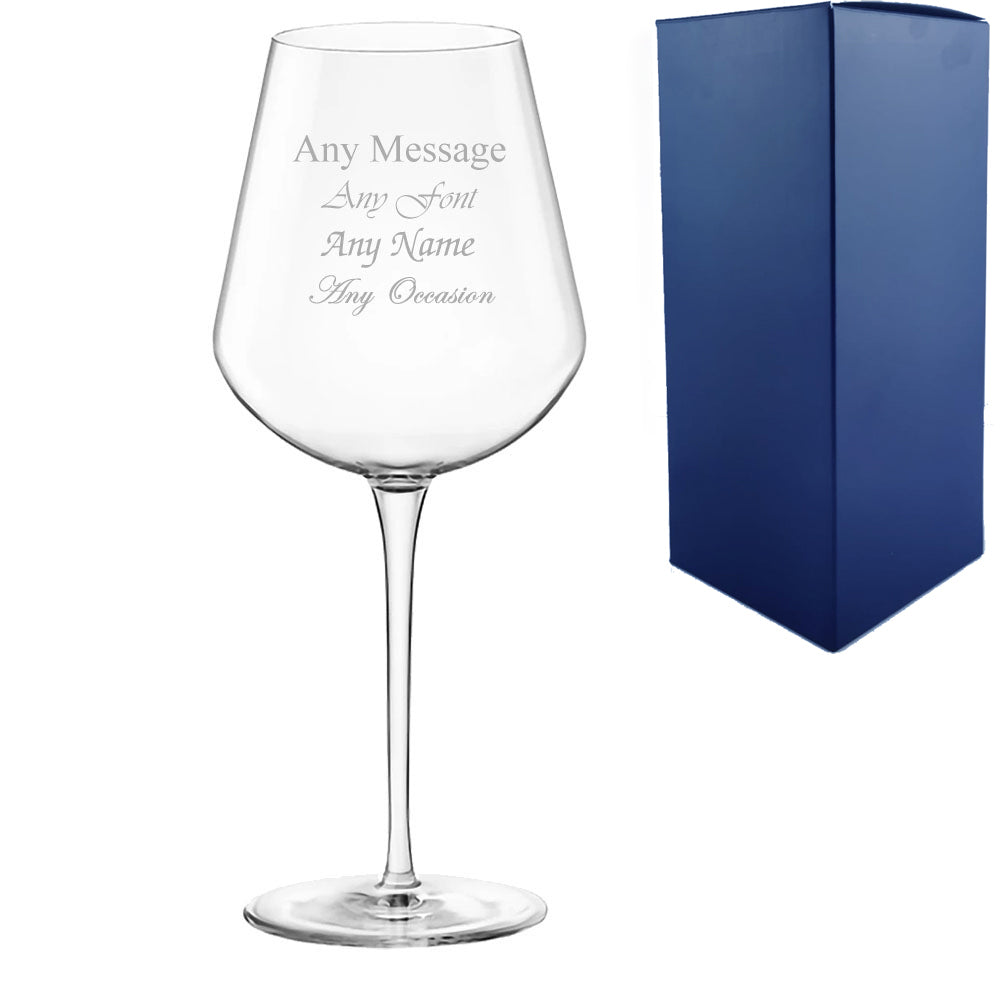 Personalised Engraved Wine Glasses, Custom Name or Message, Classic & Modern Styles