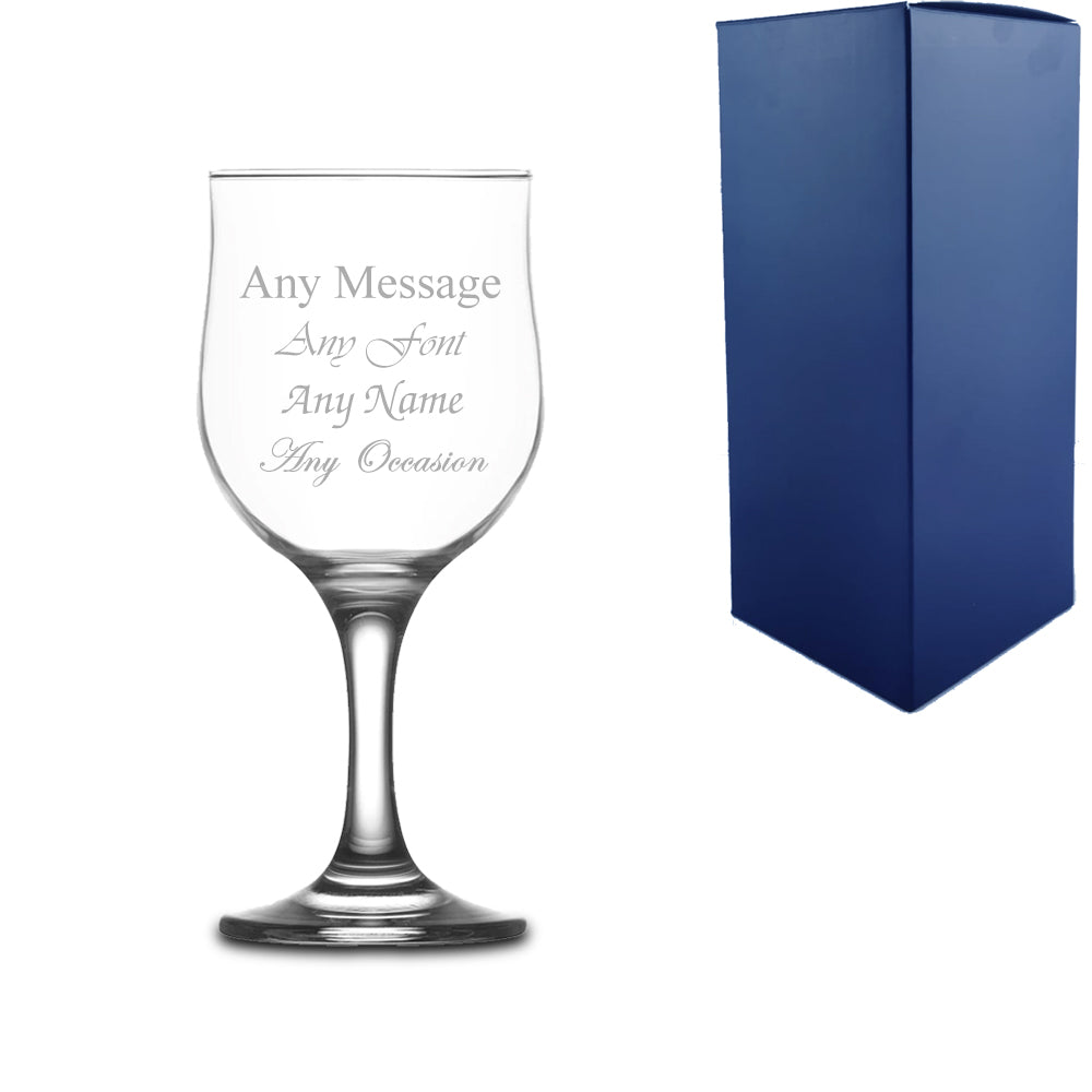 Personalised Engraved Wine Glasses, Custom Name or Message, Classic & Modern Styles