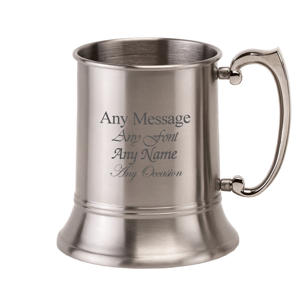 Engraved 20oz Pint Satin Stainless Steel Tankard