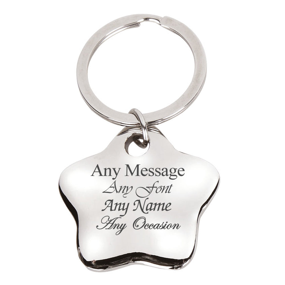Engraved Star Keyring