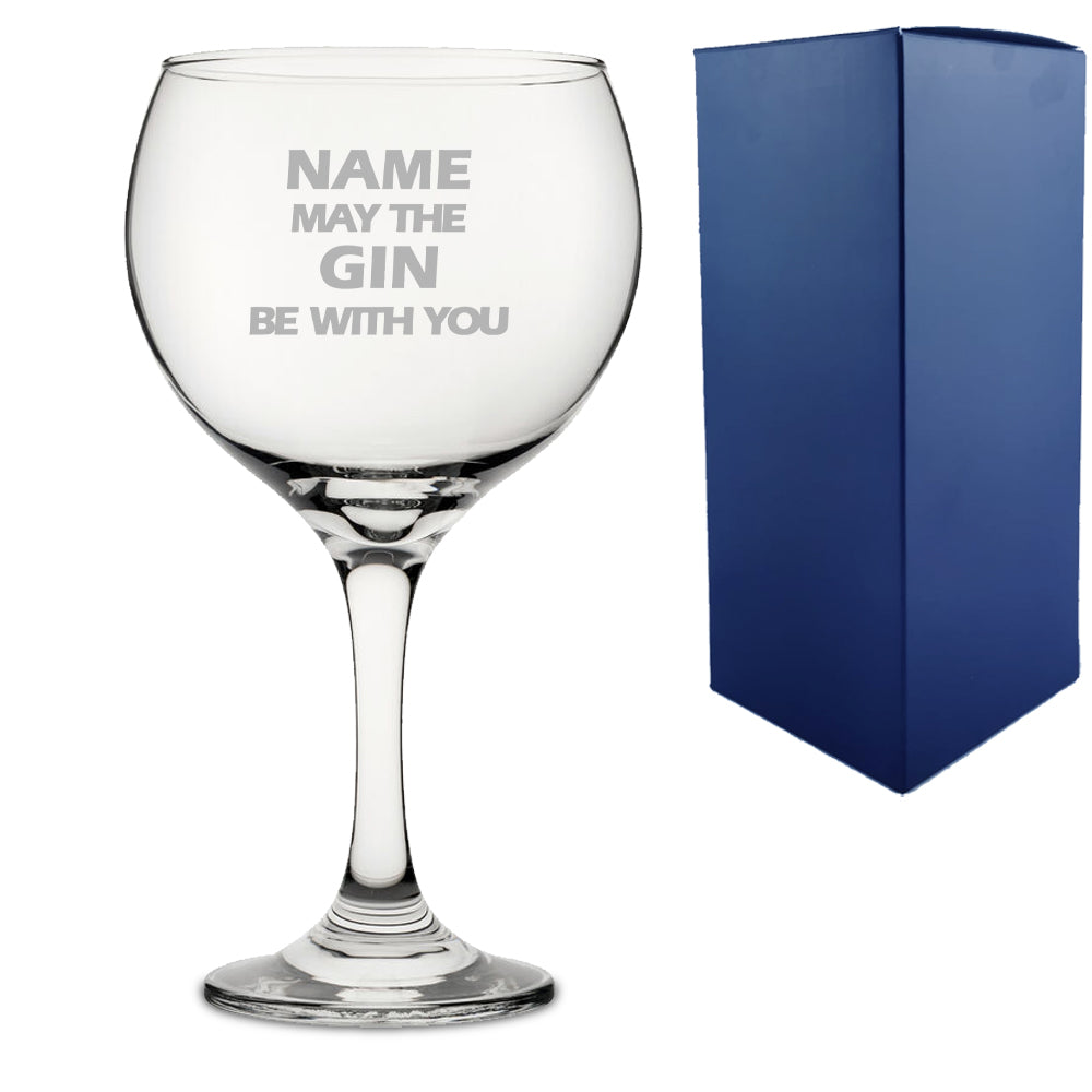 Engraved "Name may the Drink be with you" Novelty Gin Balloon With Gift Box