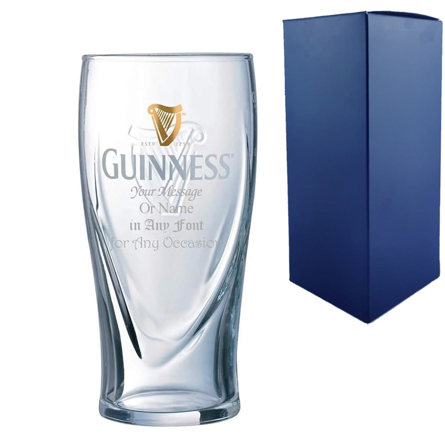 Personalised Engraved Official Guinness Glass, Gift Boxed, Personalise with Any Message for Any Occasion