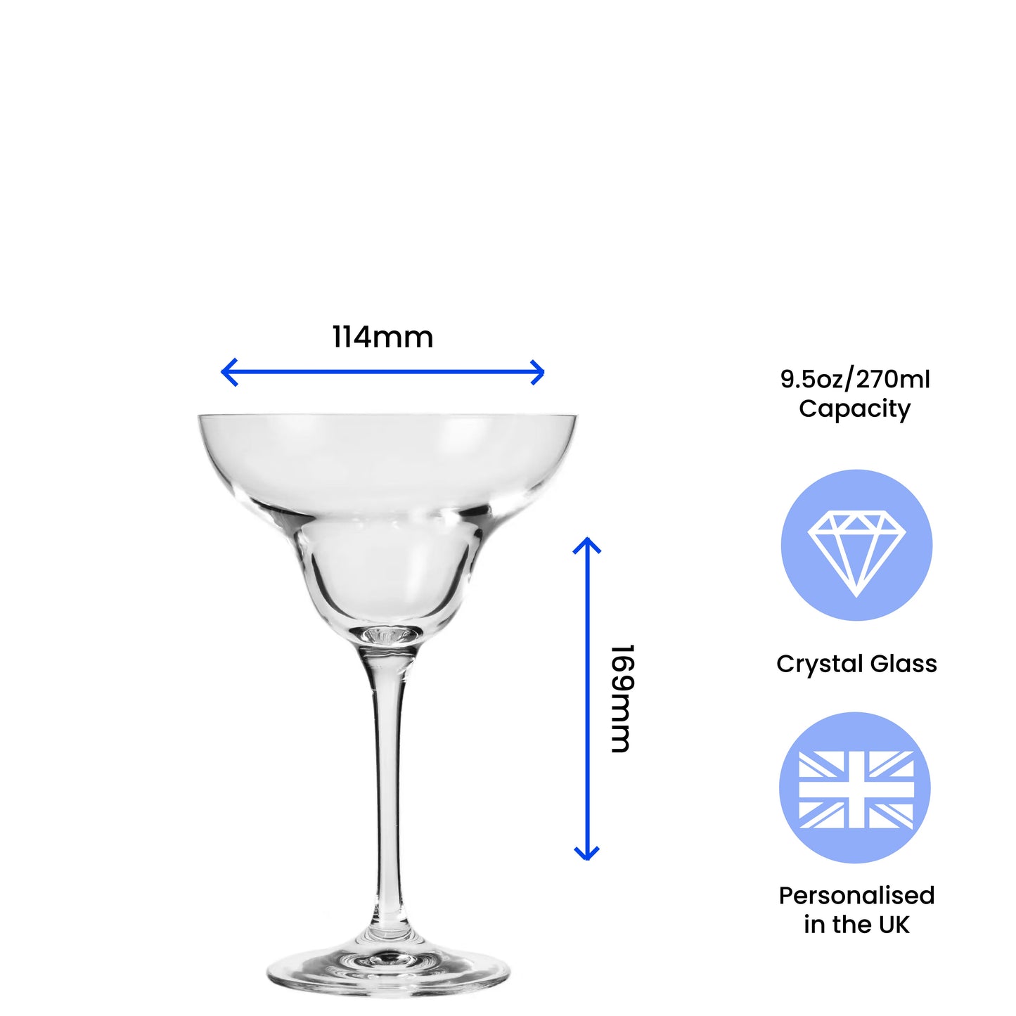 Engraved Infinity Margarita Cocktail Glass with Name's Cocktail Design, Personalise with Any Name