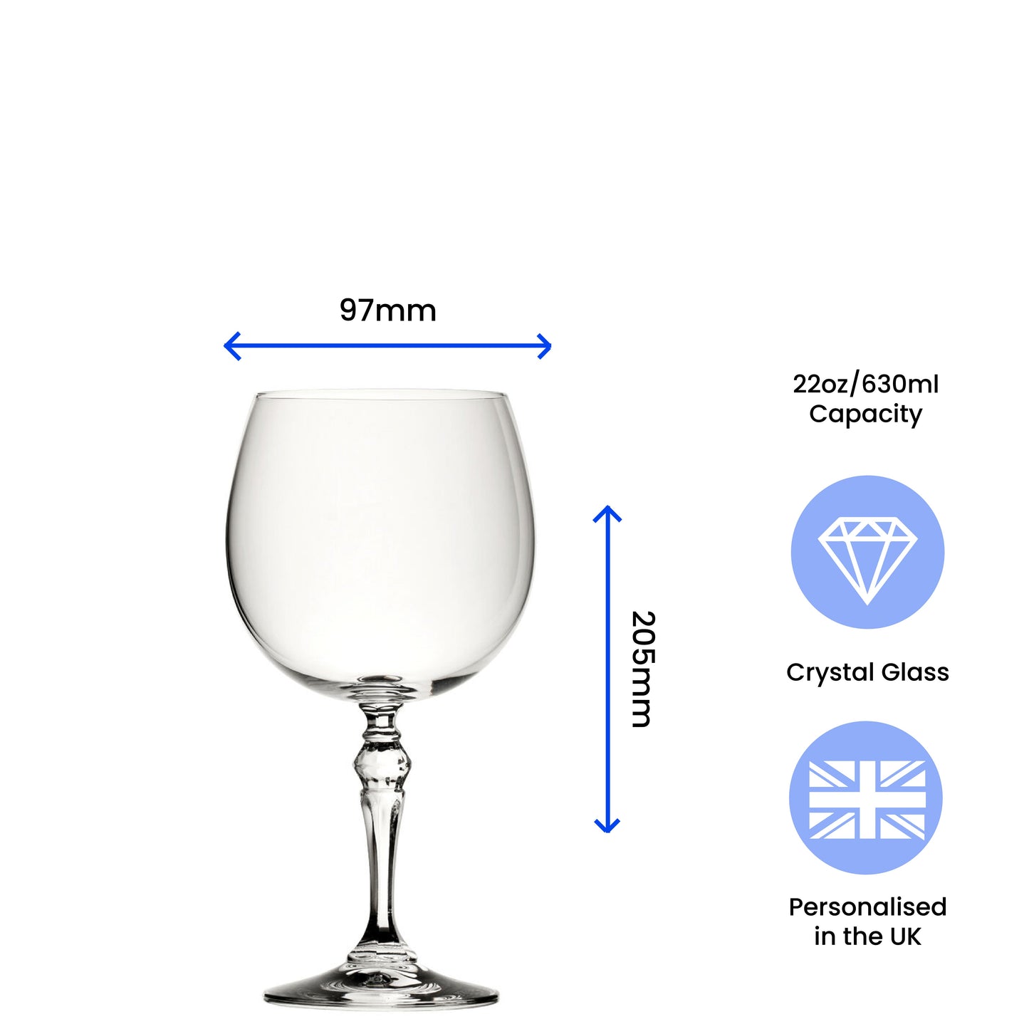 Engraved Gin Balloon and Tumbler Cocktail Glasses with Personalised Designs and Gift Box