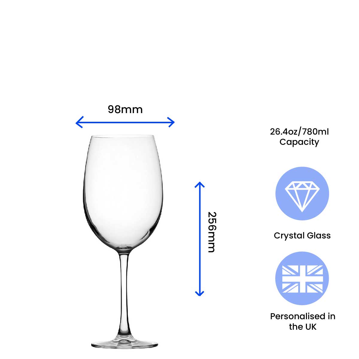 Engraved Giant Wine Glass with Of Course Size Matters Design