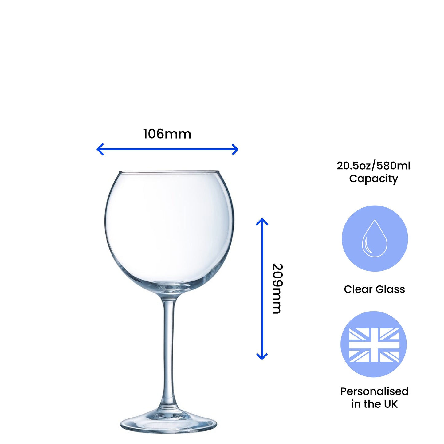 Engraved Vina Splendid Gin Balloon Cocktail Glass, Personalise with Any Name or Message