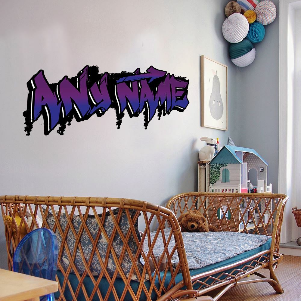 Personalised Large Purple and Blue Graffit Sticker Perfect Large Decal For Walls, Bedrooms and More Simply Peel and Stick- 1000mm wide
