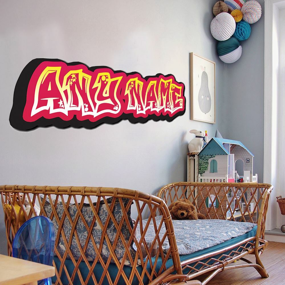 Personalised Large Red and Yellow Graffit Sticker Perfect Large Decal For Walls, Bedrooms and More Simply Peel and Stick- 1000mm wide
