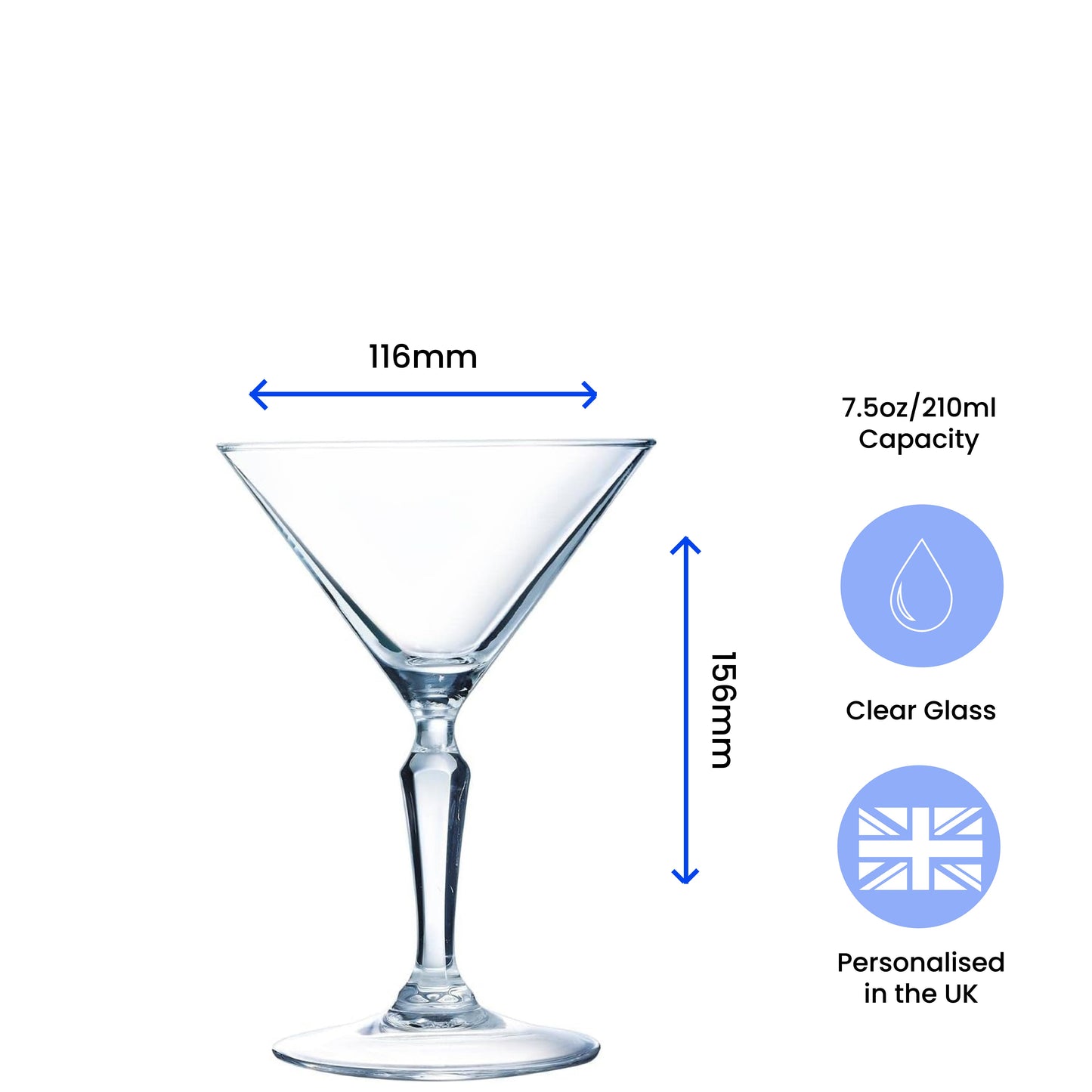 Engraved Monti Martini Cocktail Glass, Personalise with Any Name or Message