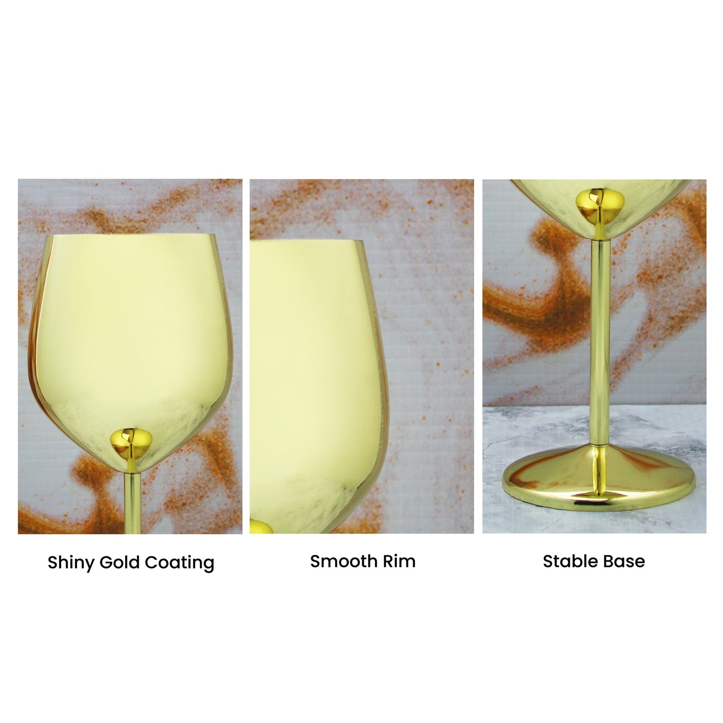 Engraved Gold Metal Wine Glass