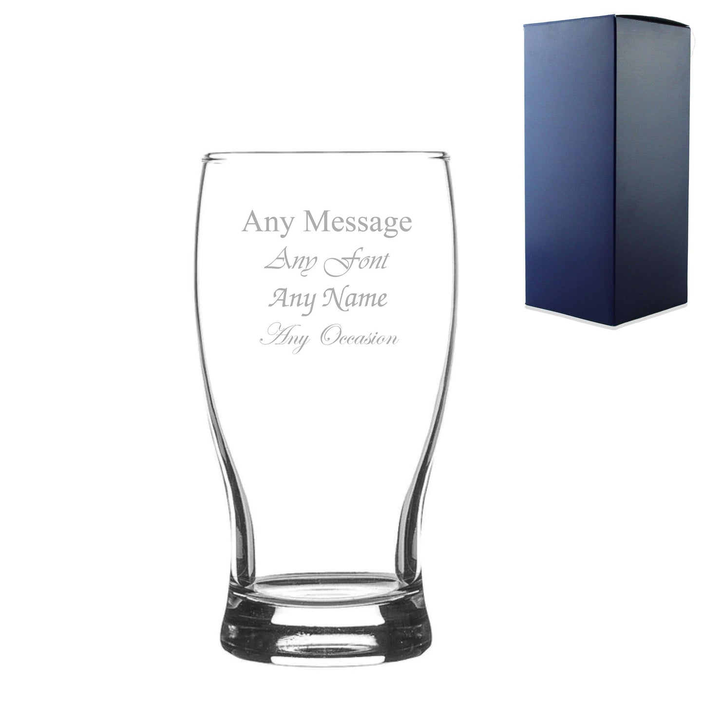 Engraved Personalised Pint and Beer Glasses with Custom Name and Design Options