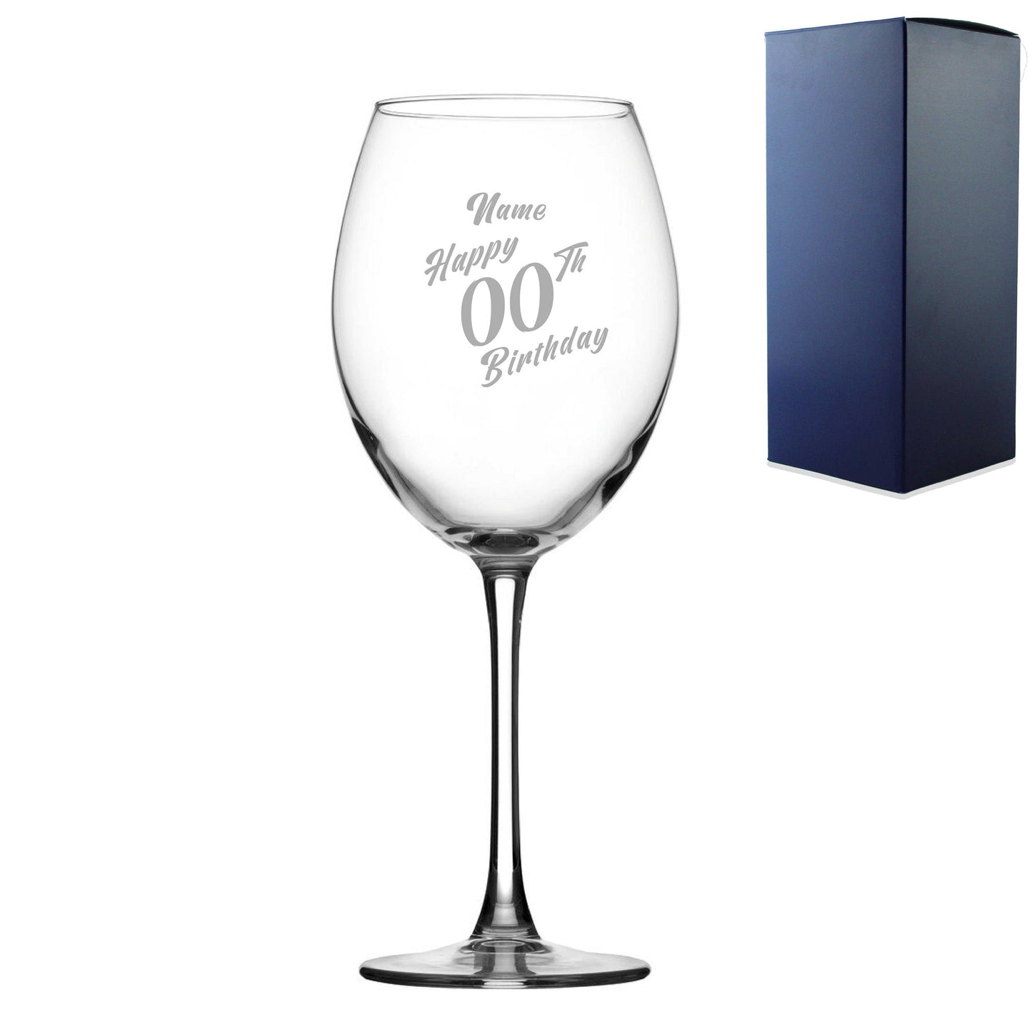 Engraved  Enoteca Wine Glass Happy 20,30,40,50...Birthday Slanted, Gift Boxed