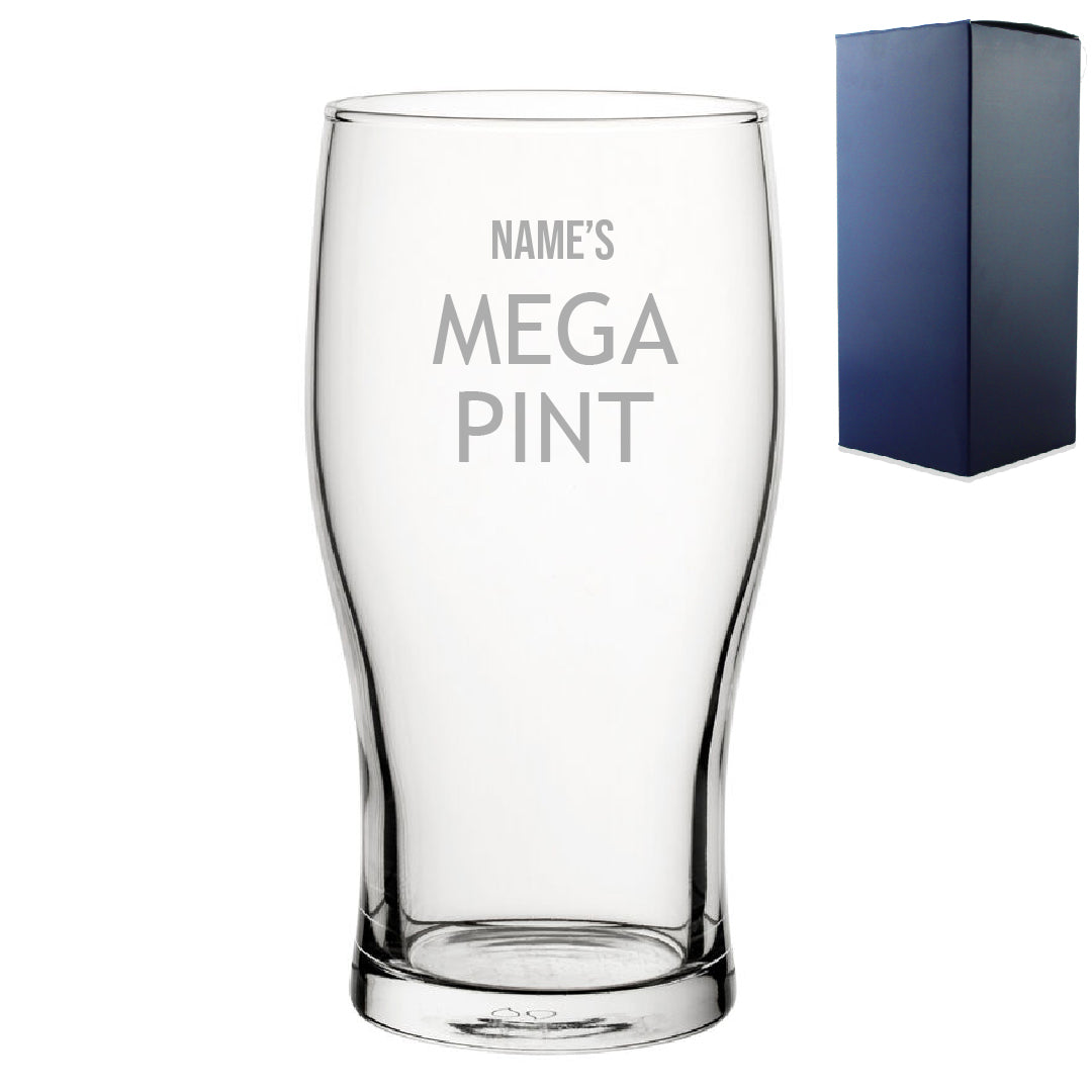 Personalised Engraved Mega Pint Glass, Novelty Tulip, Modern Design