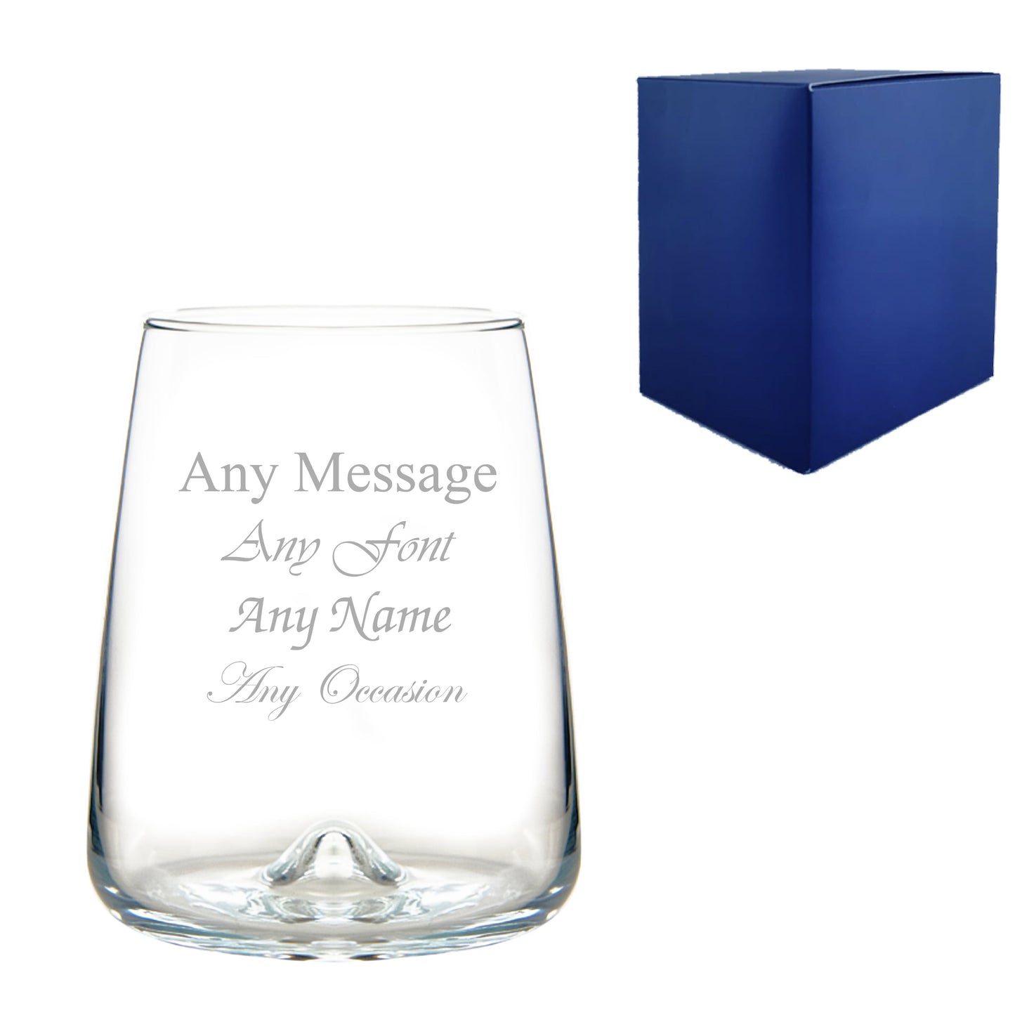 Engraved Terra Tumbler Glass, 16oz, Inverted Base, Any Message