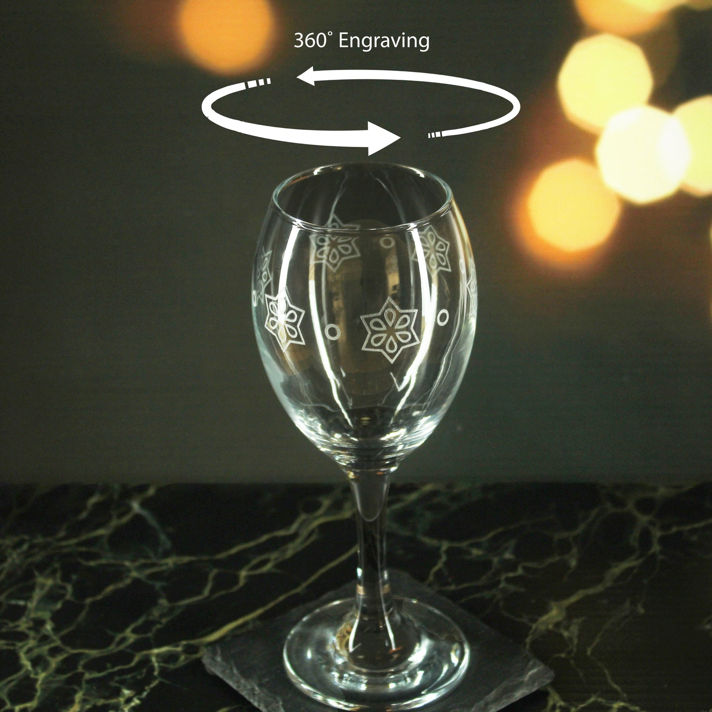 Engraved Stars Pattern Pure Wine Set of 4 11oz Glasses