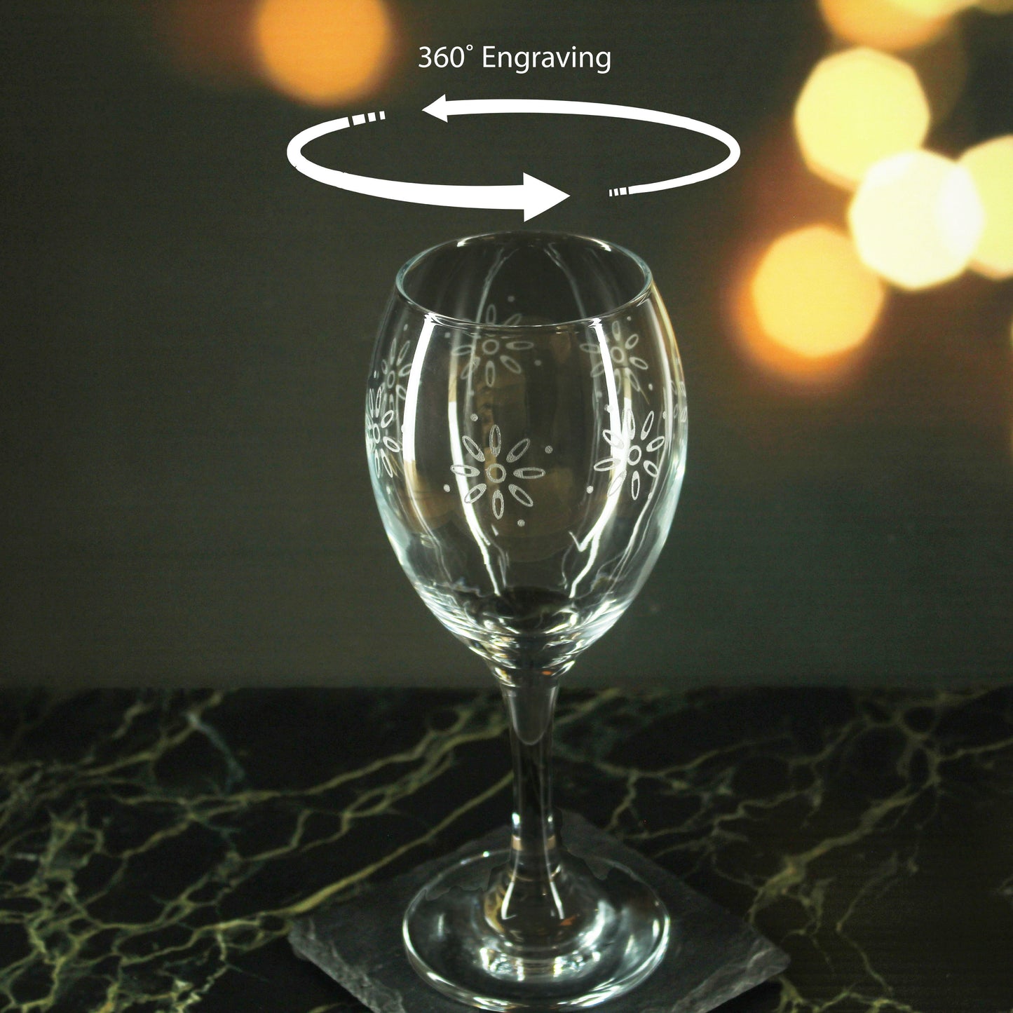 Engraved Fireworks Pattern Pure Wine Set of 4 11oz Glasses