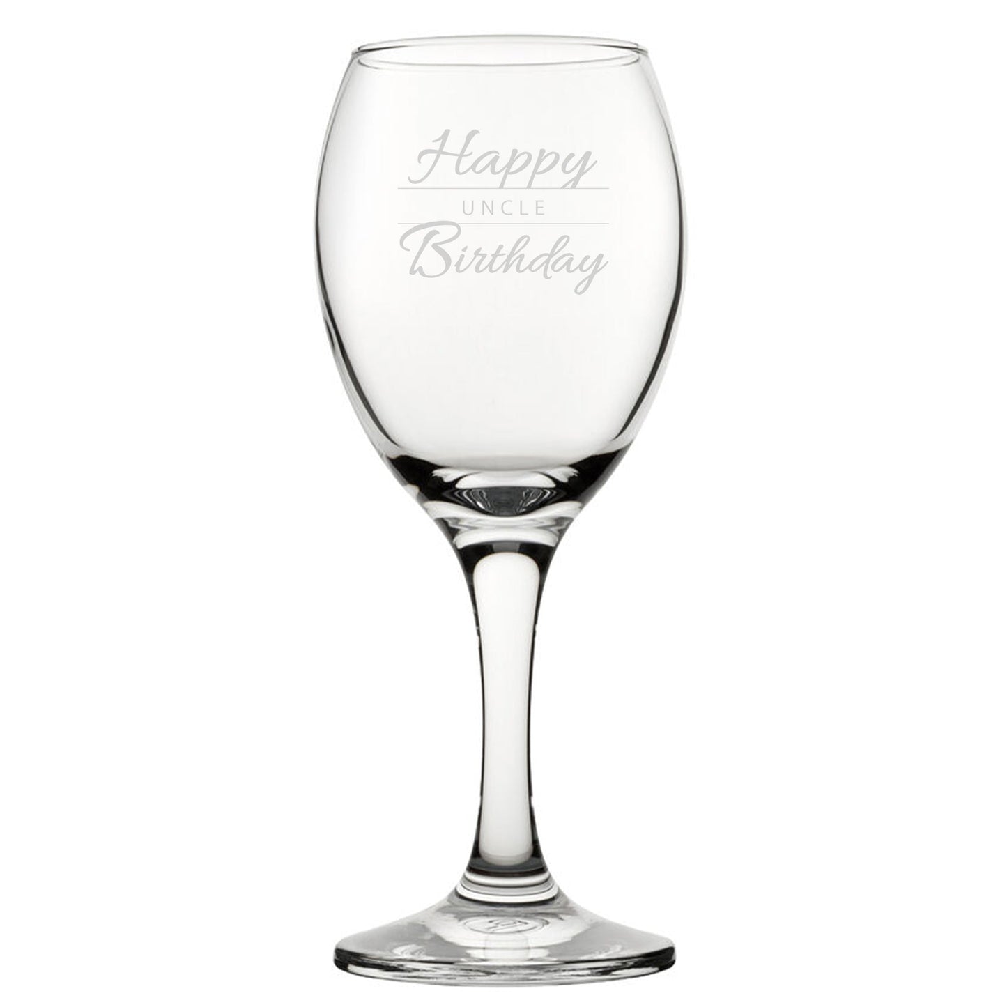 Happy Birthday Uncle Modern Design - Engraved Novelty Wine Glass