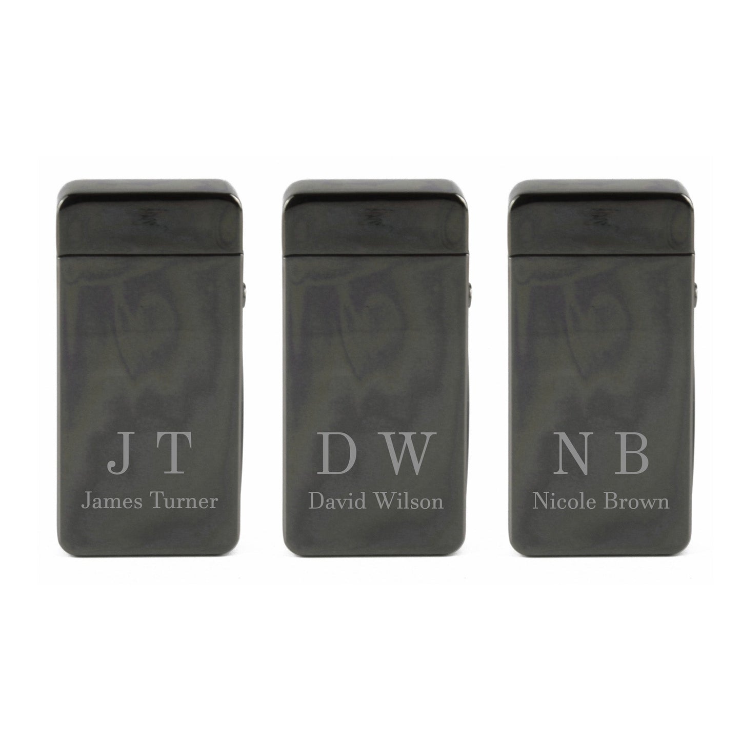 Engraved Electric Arc Lighter, Black, Initials, Gift Boxed