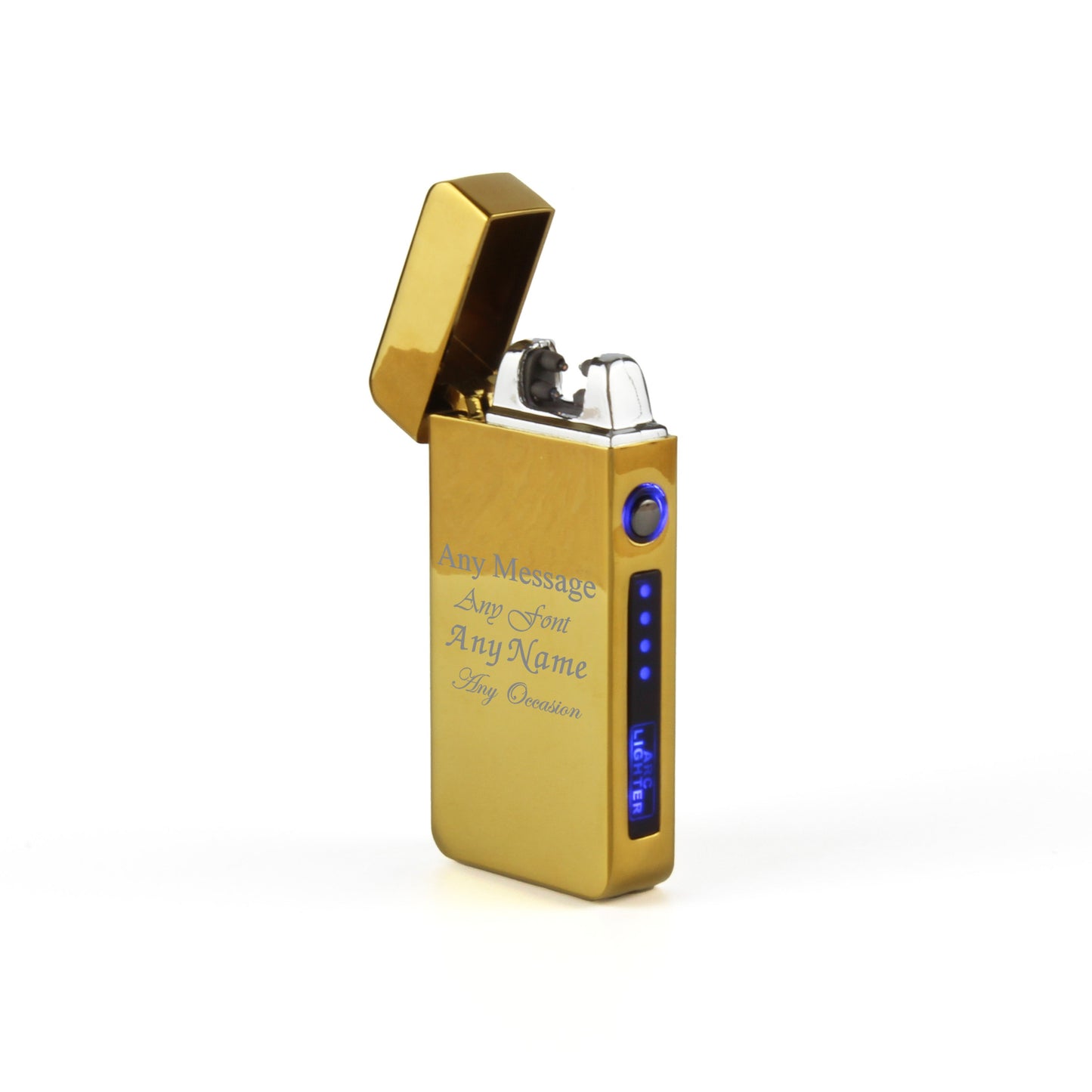 Engraved Electric Arc Lighter, Gold, Any Message, Gift Boxed