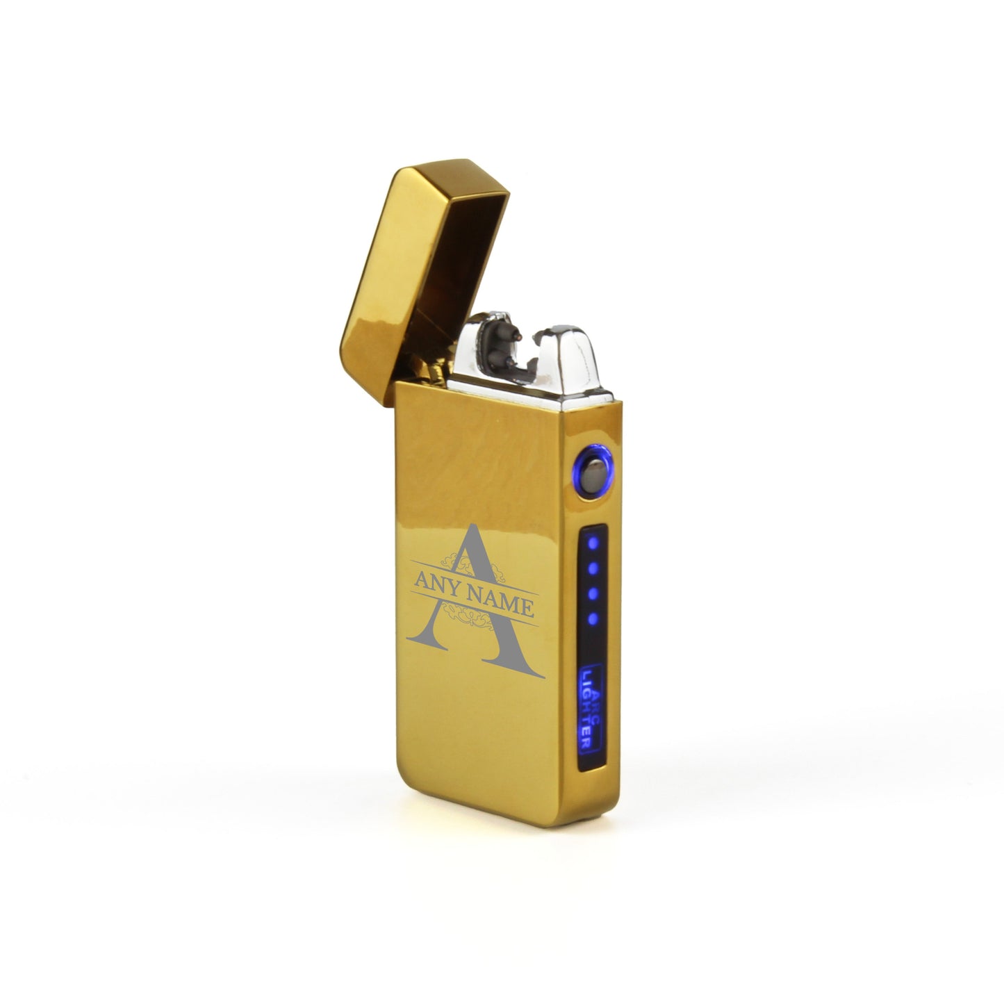 Engraved Electric Arc Lighter, Gold, Any Letter, Gift Boxed