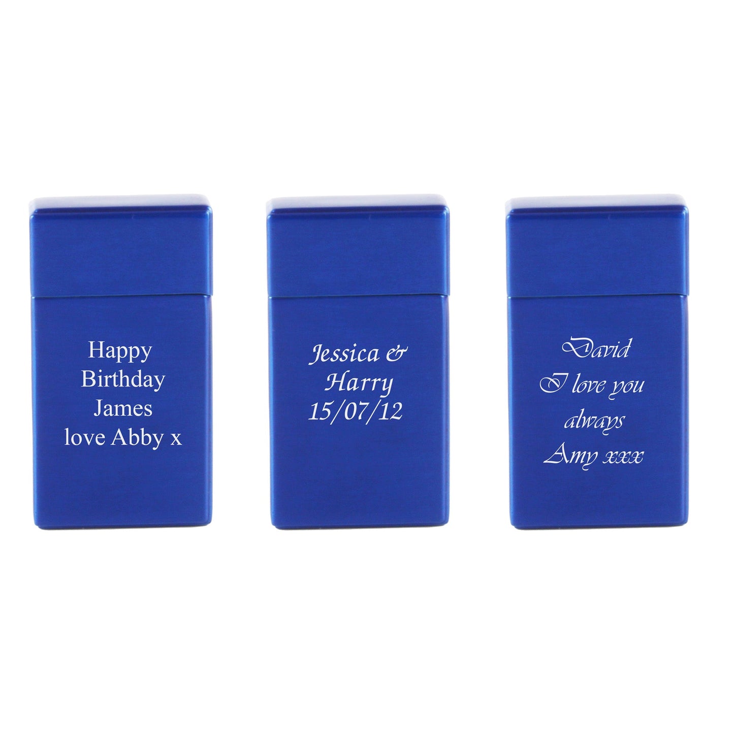 Engraved Jet Gas Lighter Blue Any Message Gift Boxed