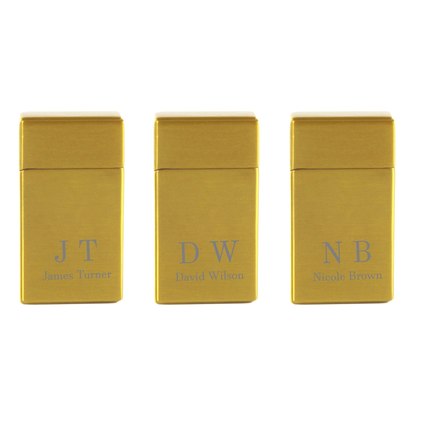 Engraved Jet Gas Lighter Gold Initials Gift Boxed