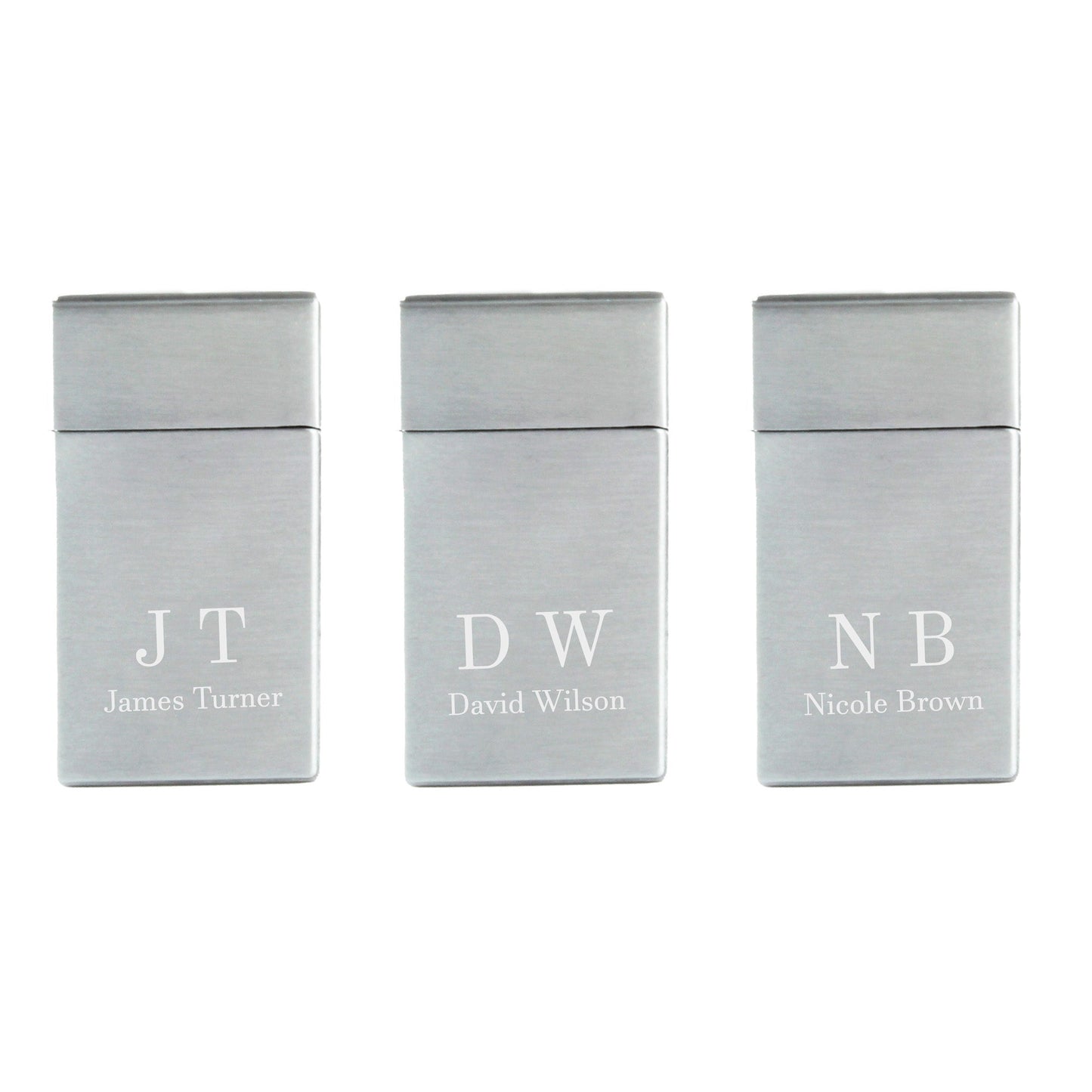 Engraved Jet Gas Lighter Silver Initials Gift Boxed