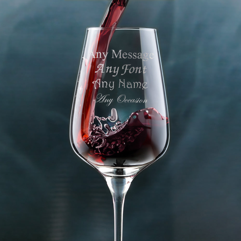 Personalised Engraved Crystal Red Wine Glasses Gift Boxed for Wedding Birthday & Christmas