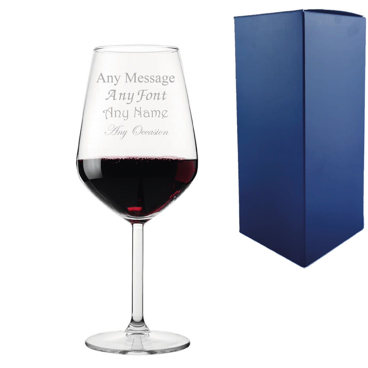 Personalised Engraved Crystal Red Wine Glasses Gift Boxed for Wedding Birthday & Christmas