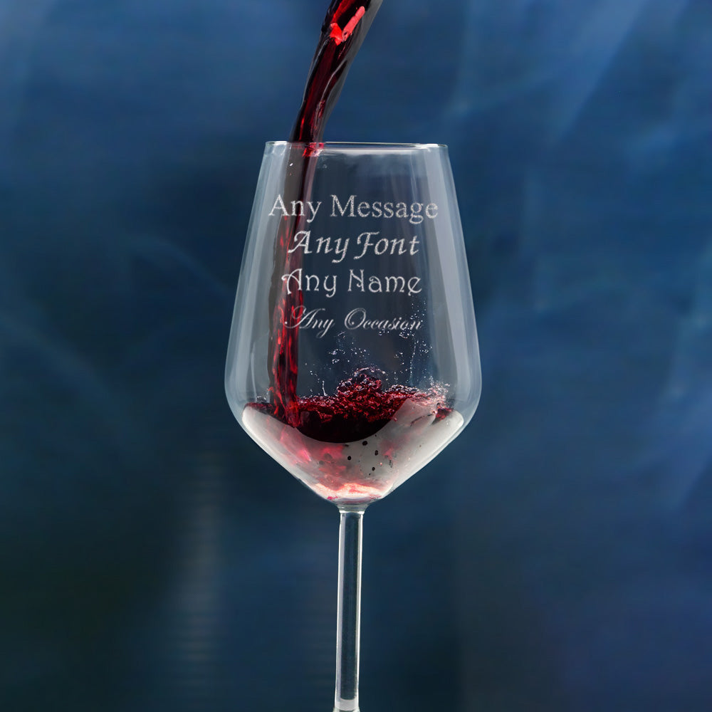 Personalised Engraved Crystal Red Wine Glasses Gift Boxed for Wedding Birthday & Christmas