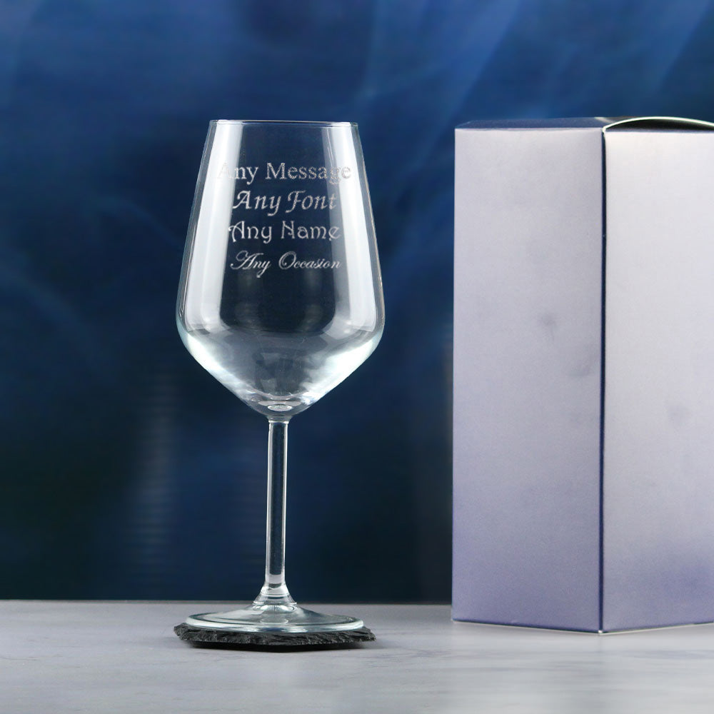 Personalised Engraved Crystal Red Wine Glasses Gift Boxed for Wedding Birthday & Christmas