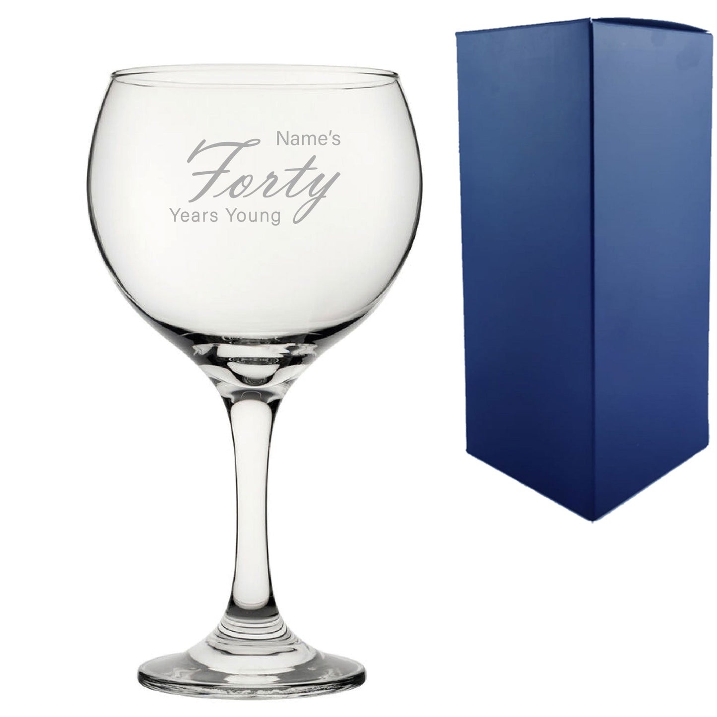 Engraved 40th Birthday Cubata Gin Glass, Years Young Handwritten