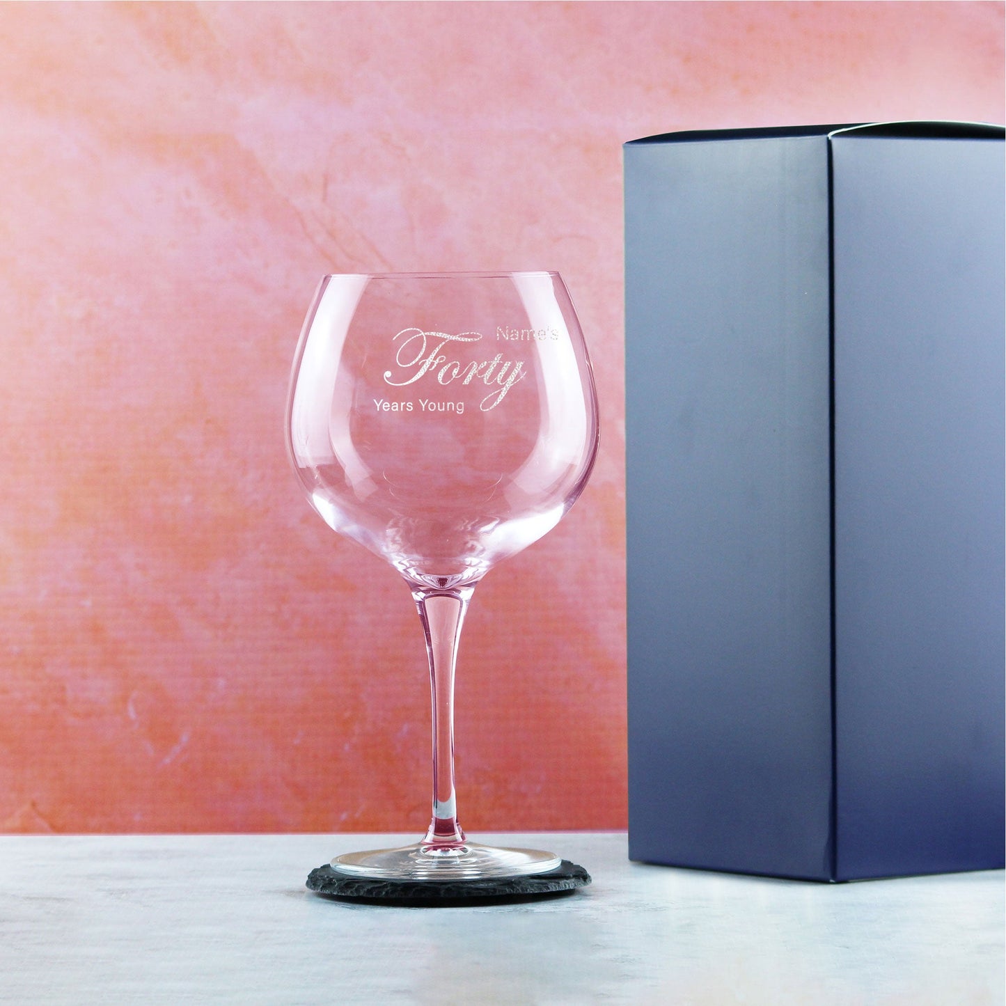 Engraved 40th Birthday Primeur Gin Glass Years Young Curly Font