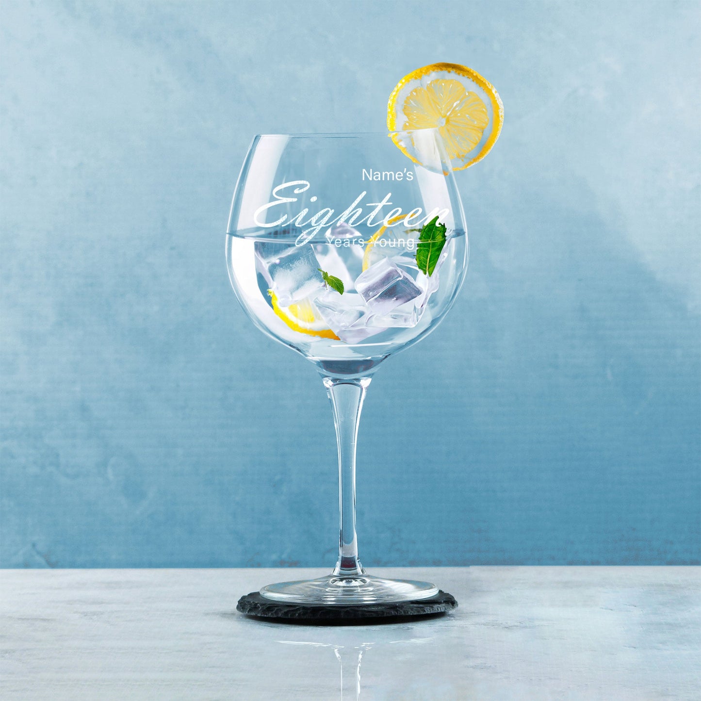 Engraved 18th Birthday Primeur Gin Glass Years Young Handwritten
