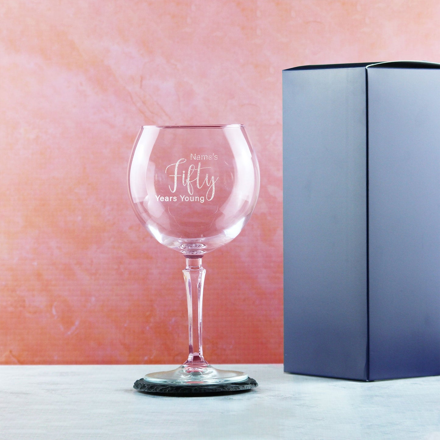 Engraved 50th Birthday Hudson Gin Glass, Years Young Delicate Font