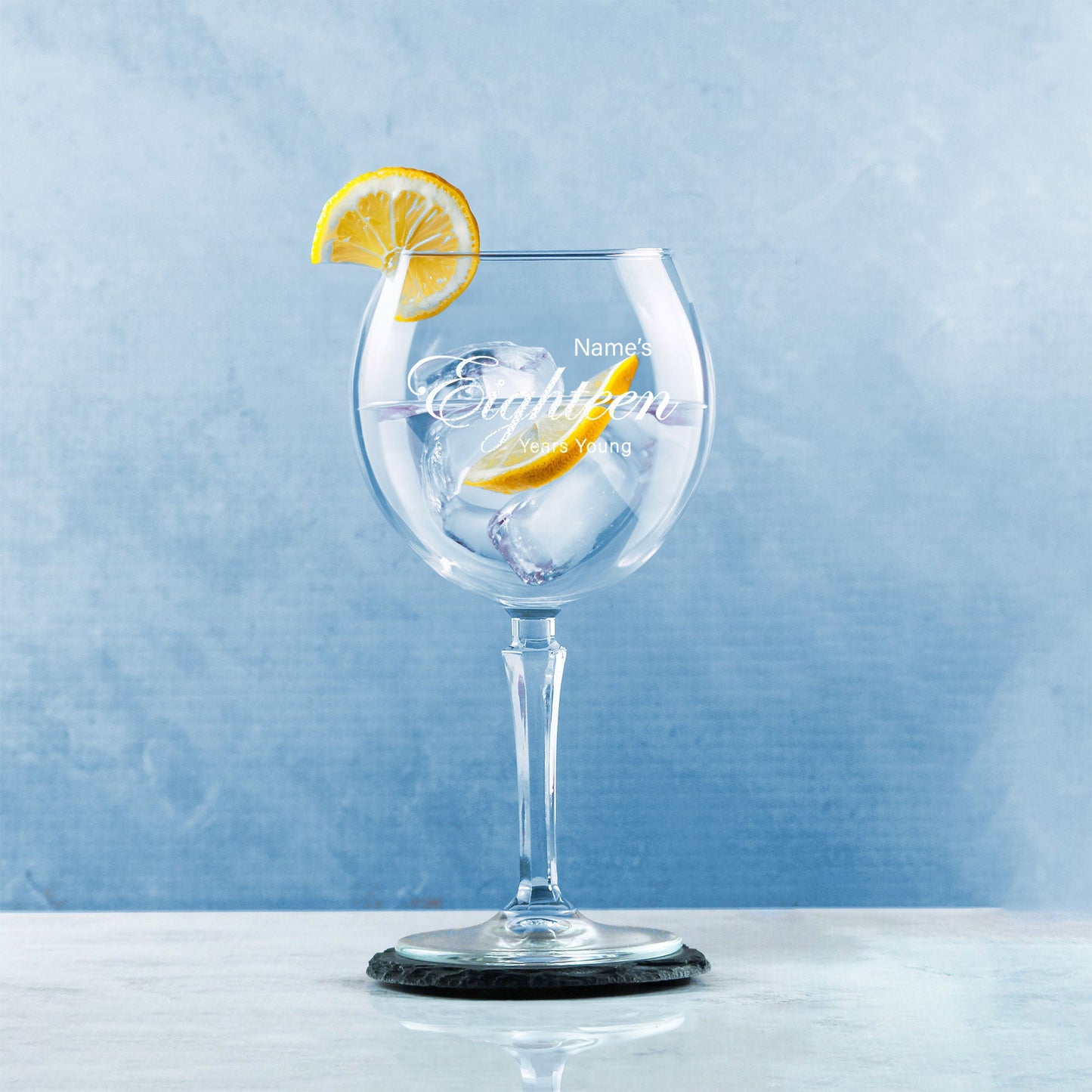 Engraved 18th Birthday Hudson Gin Glass, Years Young Curly Font