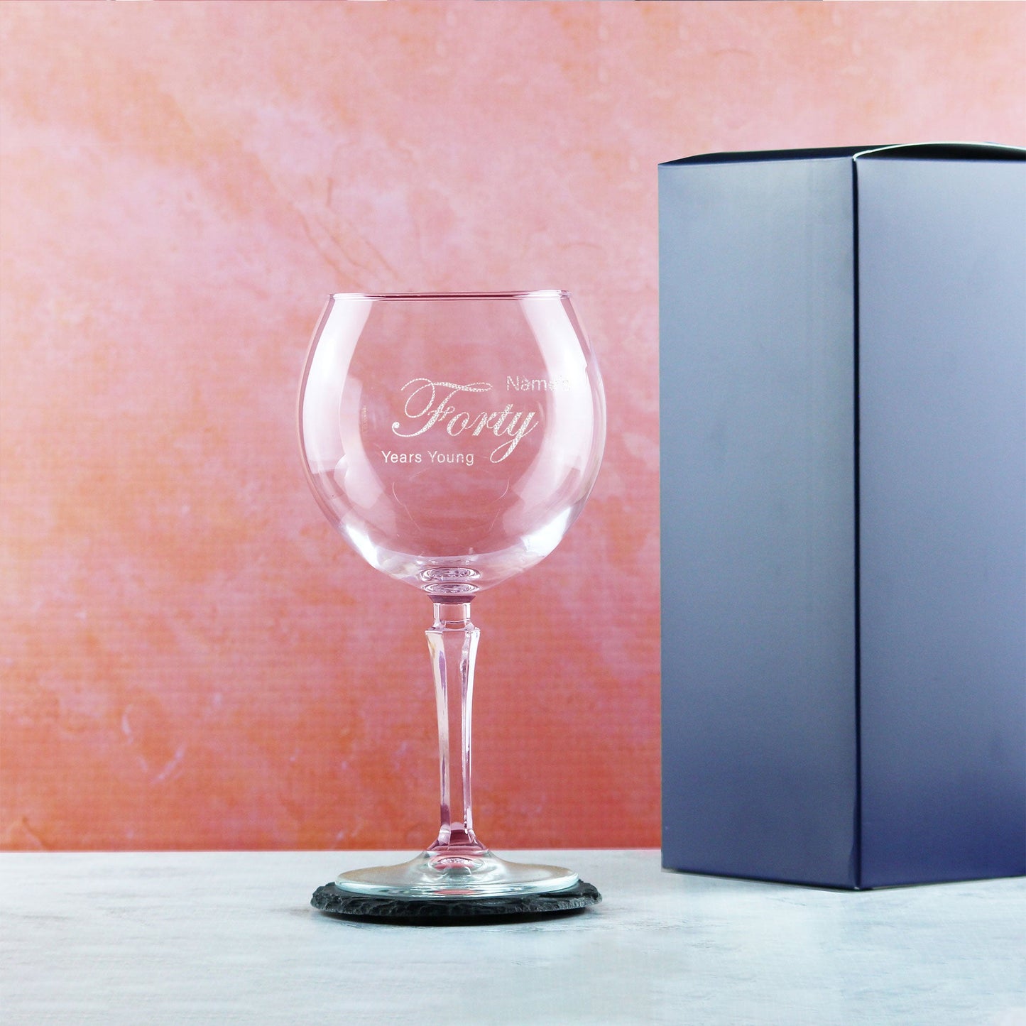 Engraved 40th Birthday Hudson Gin Glass, Years Young Curly Font