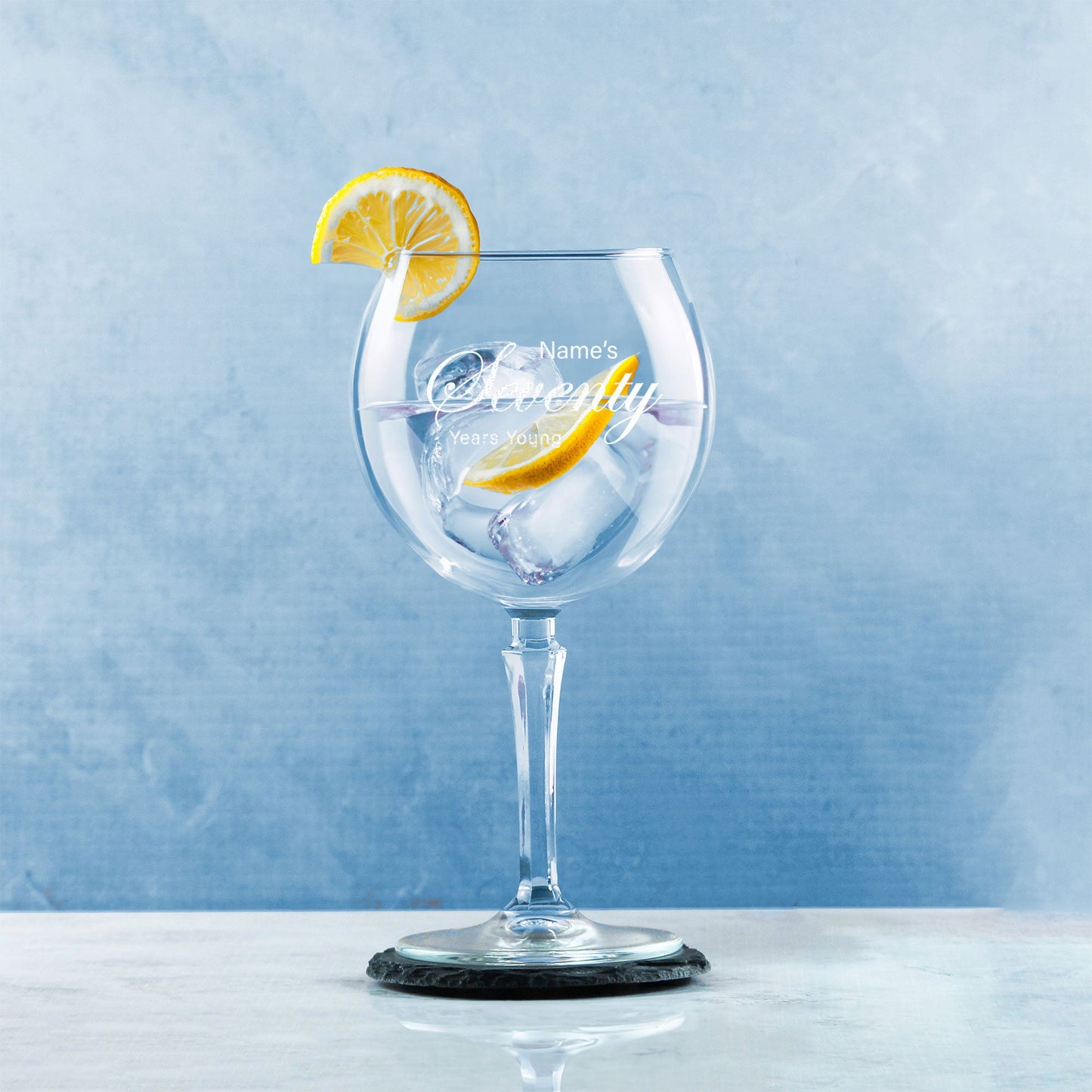 Engraved 70th Birthday Hudson Gin Glass, Years Young Curly Font