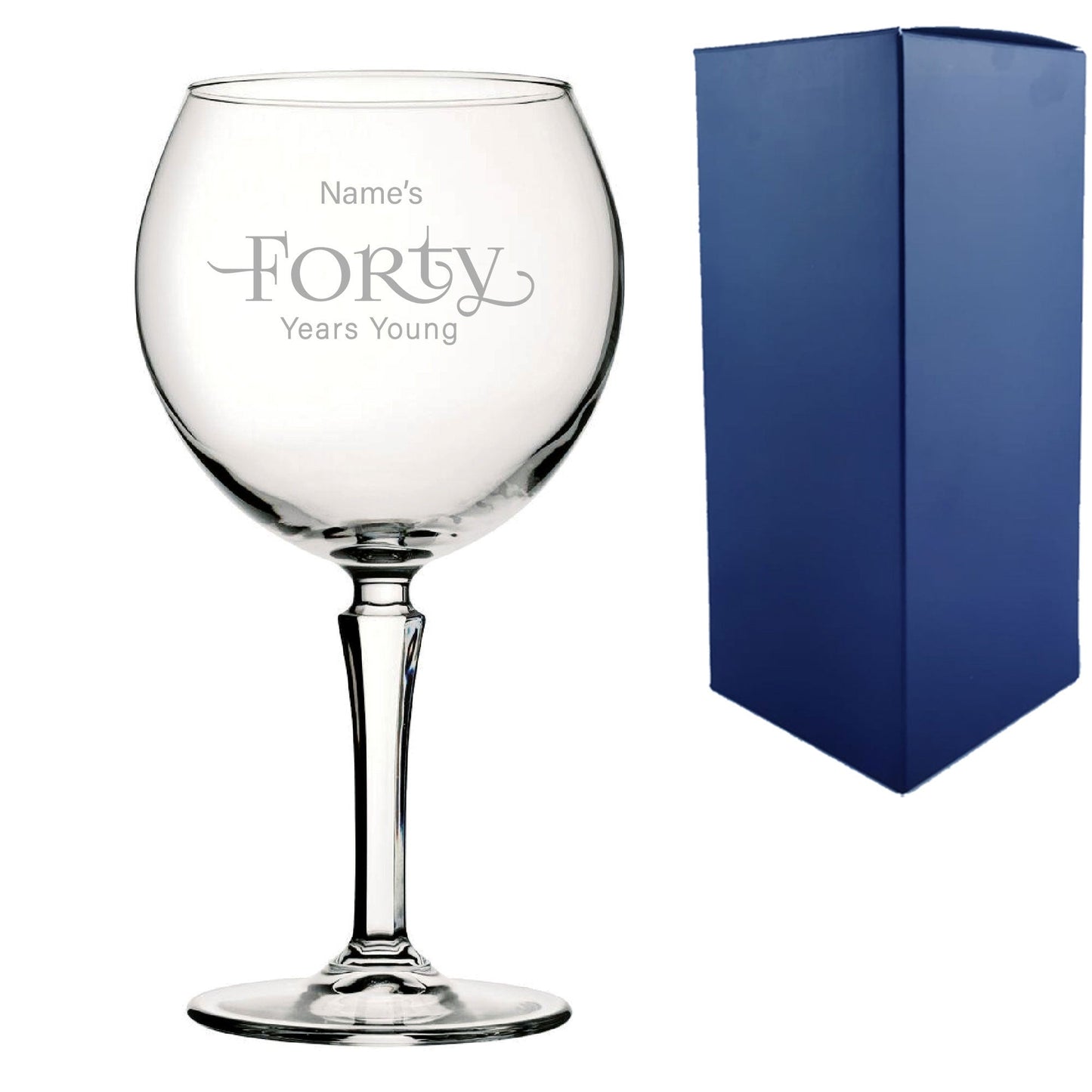 Engraved 40th Birthday Hudson Gin Glass, Years Young Sweeping Font