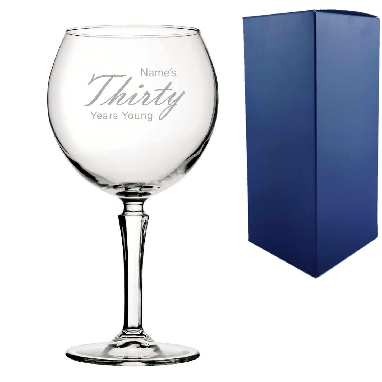 Engraved 30th Birthday Hudson Gin Glass, Years Young Handwritten