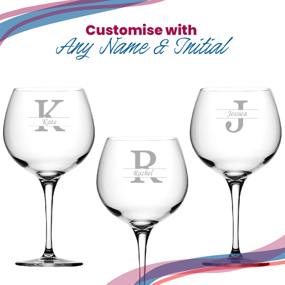 Engraved Primeur Gin Glass, Initial and Name, 680ml, Classic Font