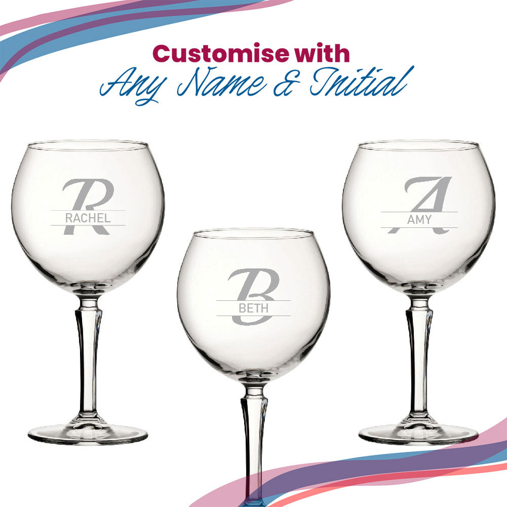 Engraved Hudson Gin Glass, Initial and Name, 650ml, Italic Font