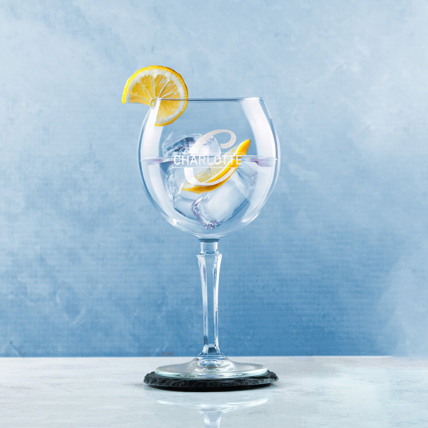 Engraved Hudson Gin Glass, Initial and Name, 650ml, Italic Font