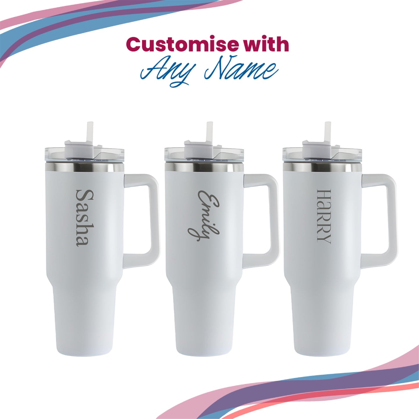 Engraved Extra Large White Travel Cup 40oz/1135ml, Any Name