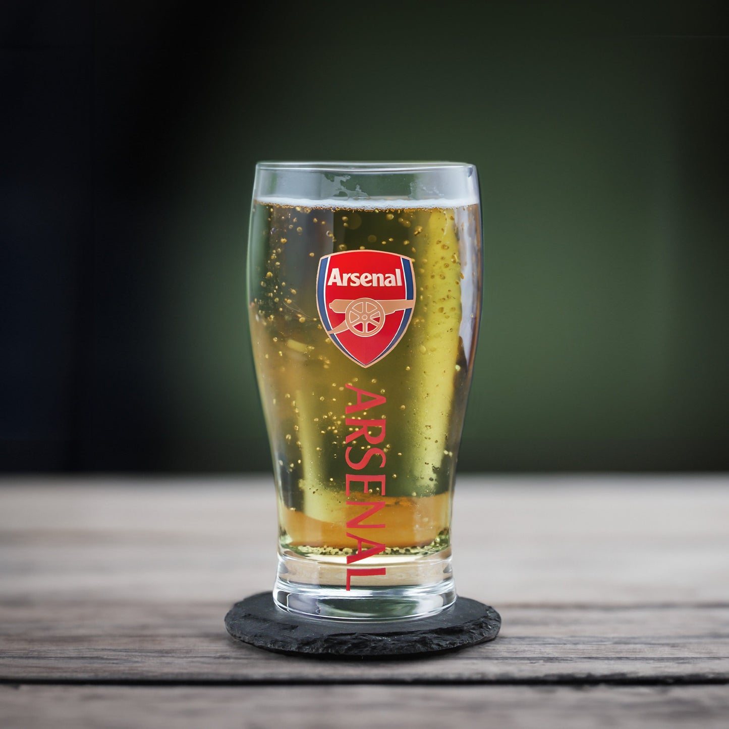 Engraved Arsenal 20oz Tulip Pint Glass, Gift Boxed
